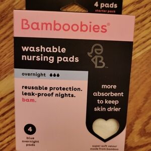 Bamboobies 4 Blue Overnight Washable Nursing Pads